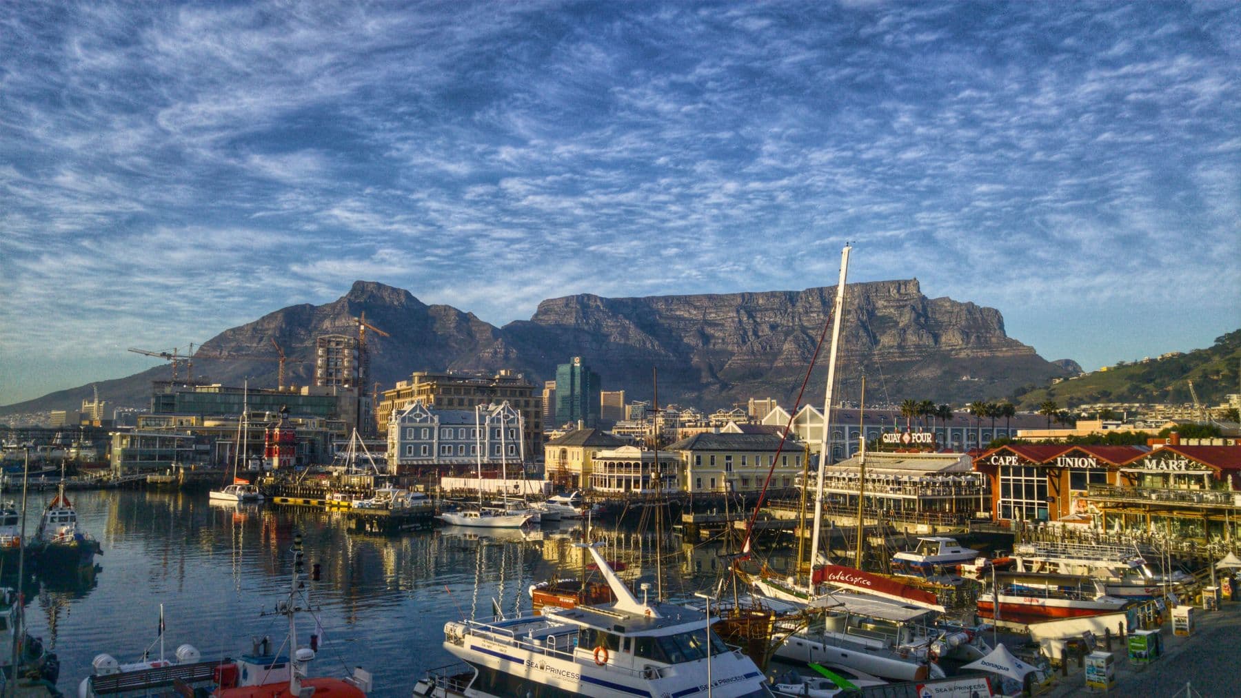 Table Mountain over the V&A Waterfront, Cape Town — the area we work in